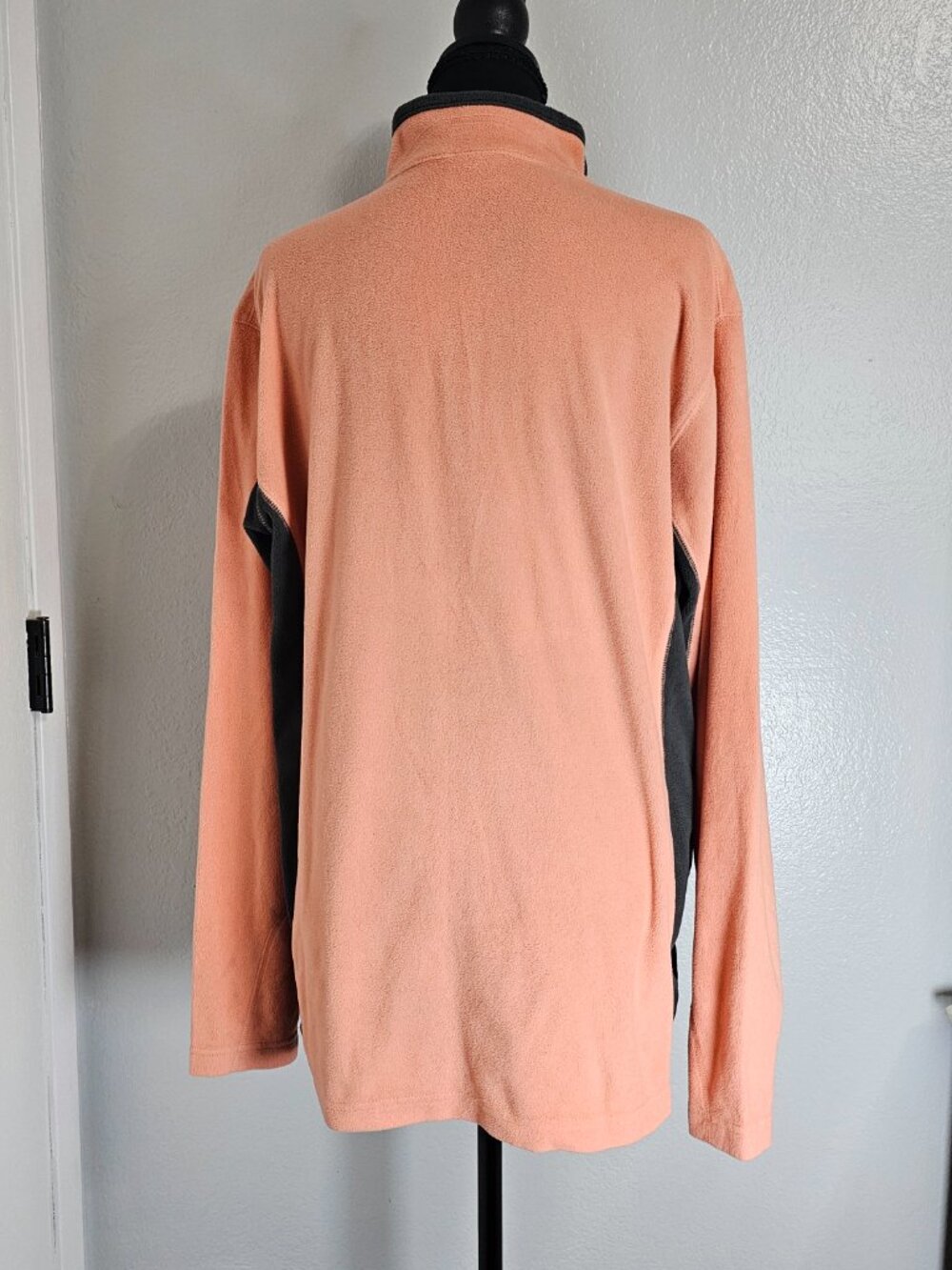 Columbia Sportswear Orange Peach & Grey 1/4 Zip Fleece Pullover Sweater Medium - Picture 3 of 6
